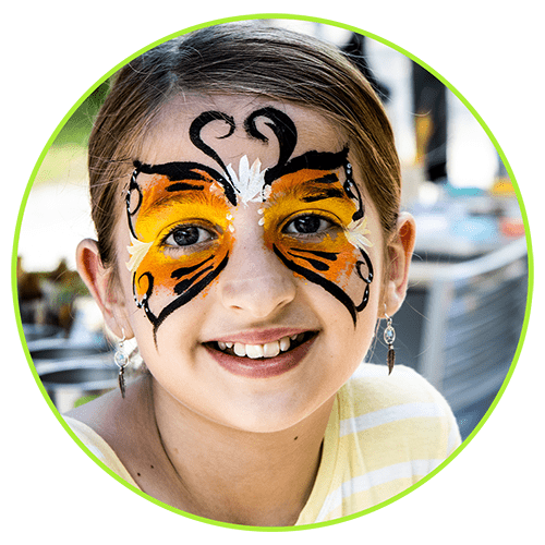 Happy Girl with butterfly face painting