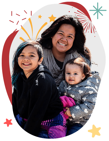 Family enjoying noon years celebration