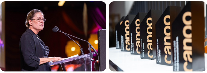 Jennifer Tracey, Chief Operations Officer, Toronto Zoo giving a speech at the Canoo Awards