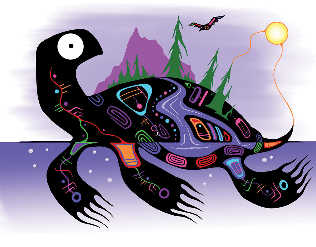 Painting of a Turtle representing Turtle Island by BERNICE GORDON