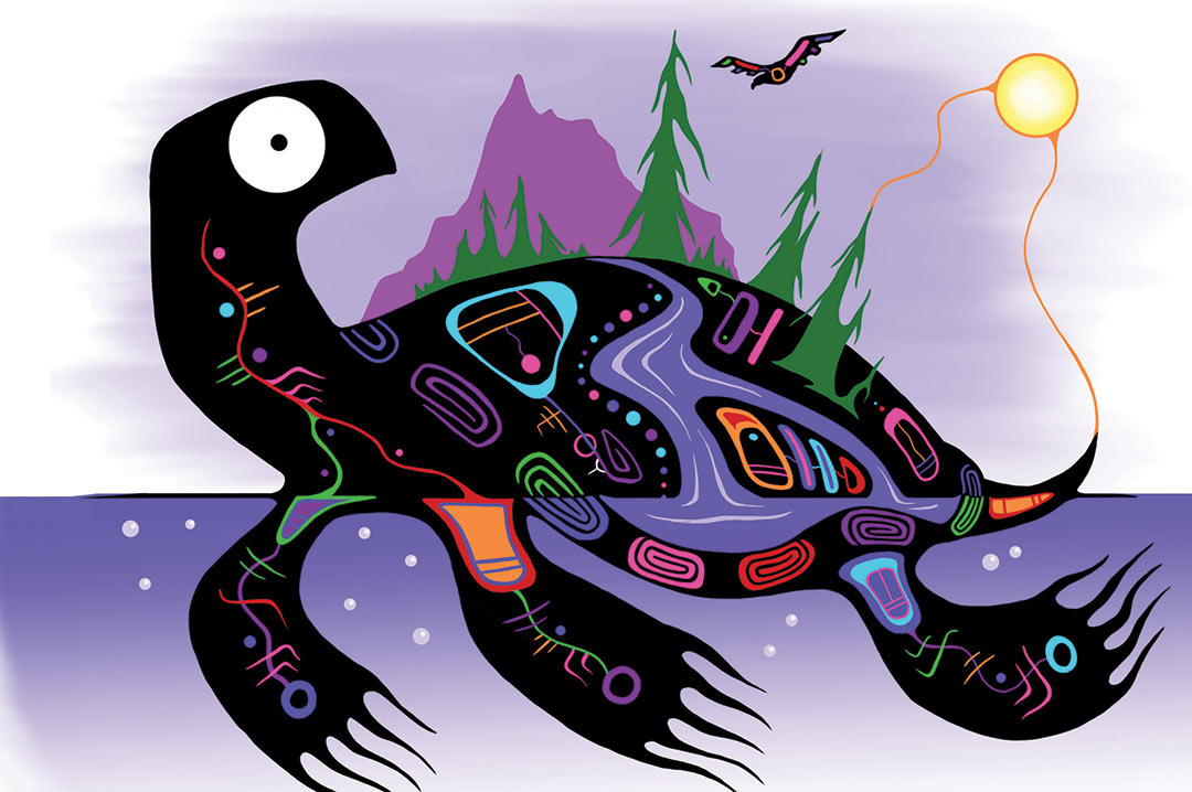 Painting of a Turtle representing Turtle Island by BERNICE GORDON