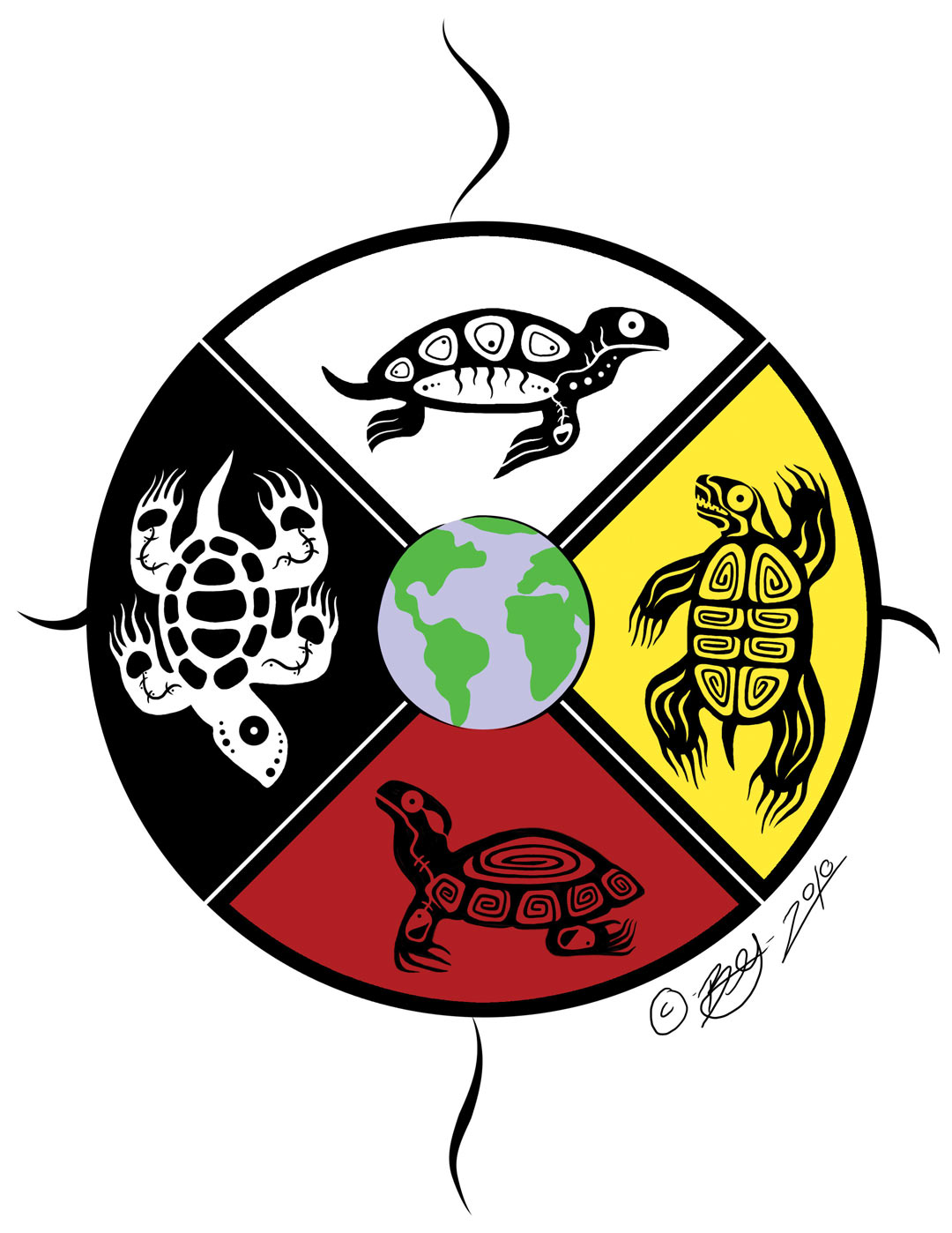 Painting of a Turtle representing Turtle Island by BERNICE GORDON