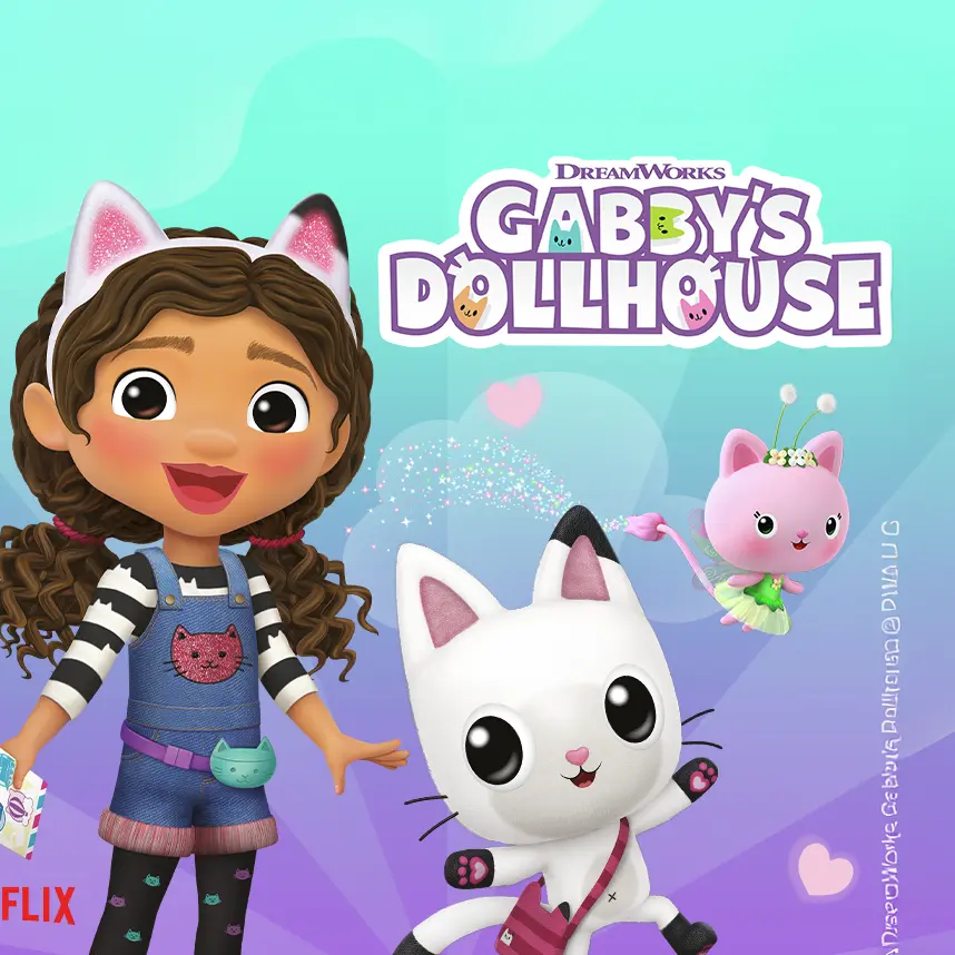 Illustration of Gabby and Friends from the show Gabby's Dollhouse on Netflix - © 2026 DreamWorks Animation All Rights Reserved.