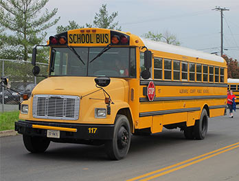 School bus pulling away