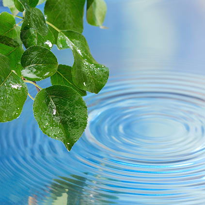 Ripples over a blue pool of water