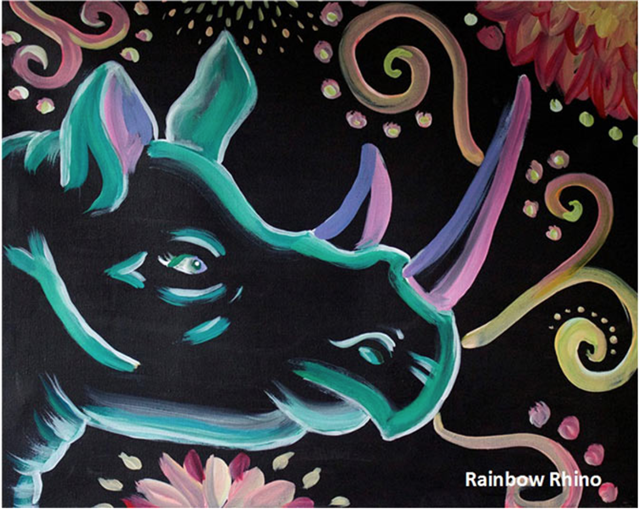 Rainbow Rhino Painting