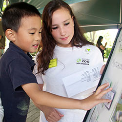 Volunter working with kids at the Zoo
